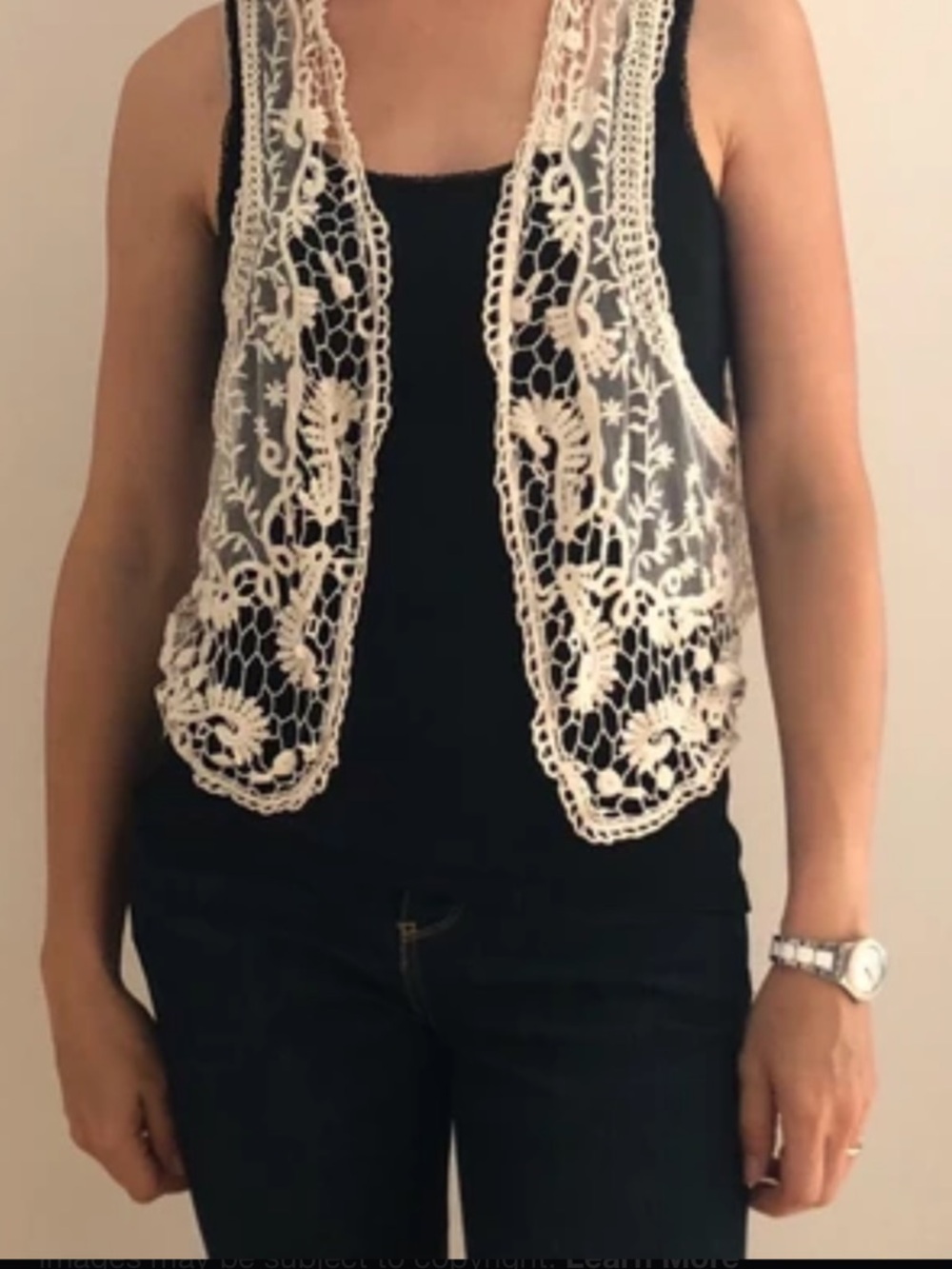 Lace Crochet Vest in Cream